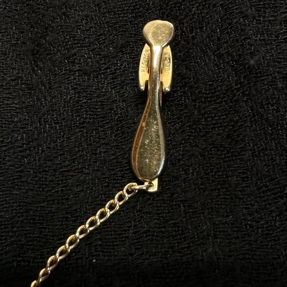 Vintage Hickok USA Tie Clip with Chain &‎ Faux Pearl Drop